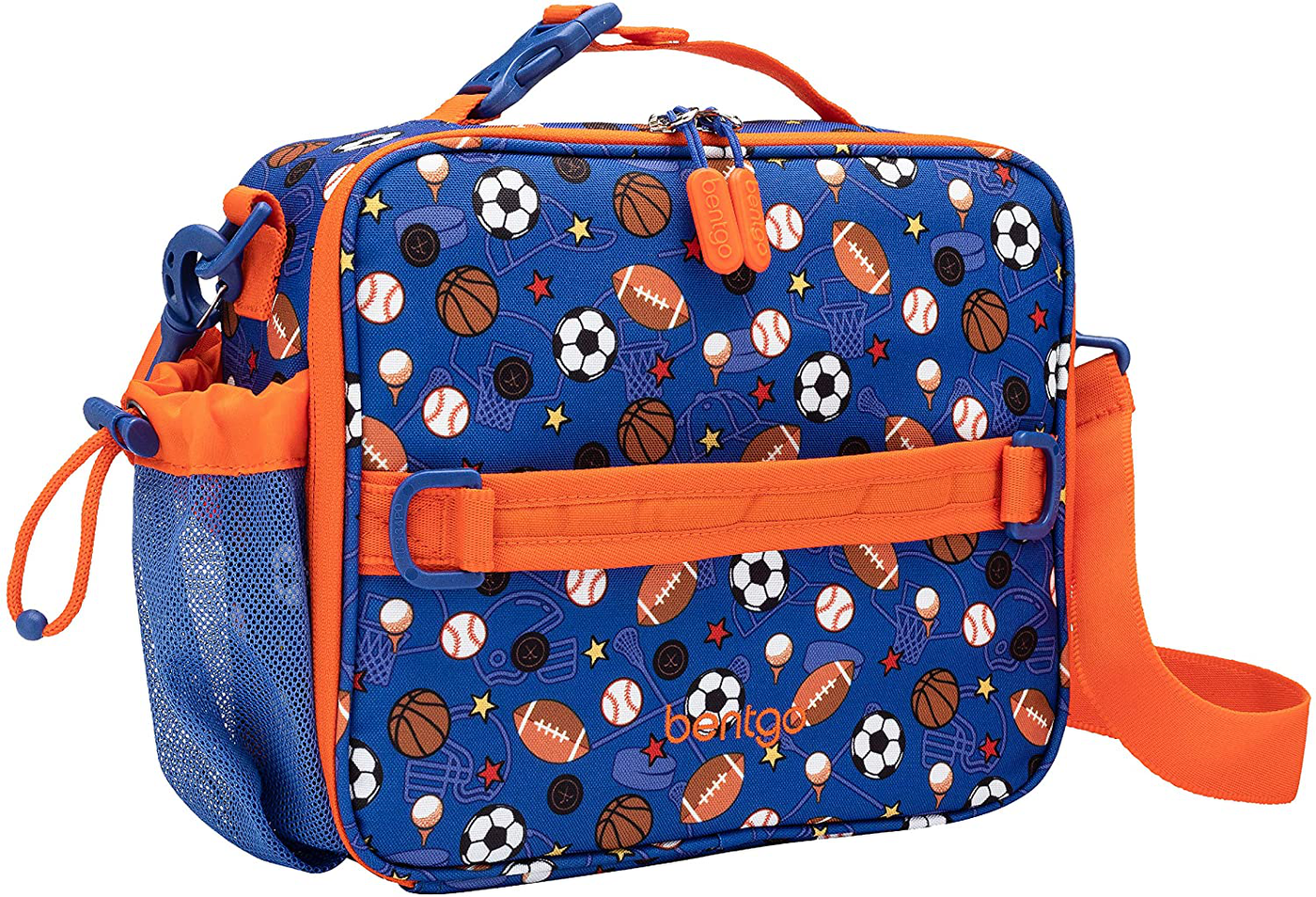 Bentgo Kids Prints Lunch Bag - Double Insulated, Durable, Water-Resistant Fabric with Interior and Exterior Zippered Pockets and External Bottle Holder- Ideal for Children of All Ages (Sports)
