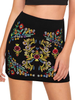 SheIn Women's Casual Floral Embroidered Bodycon Short Mini Skirt