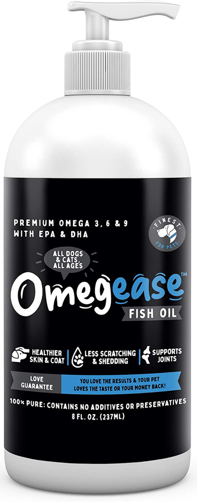 100% Pure Omega 3, 6 & 9 Fish Oil for Dogs and Cats. Supports Joint Function, Immune & Heart Health. All Natural EPA + DHA Fatty Acids for Skin & Coat. Liquid Food Supplement for Pets - 8 oz