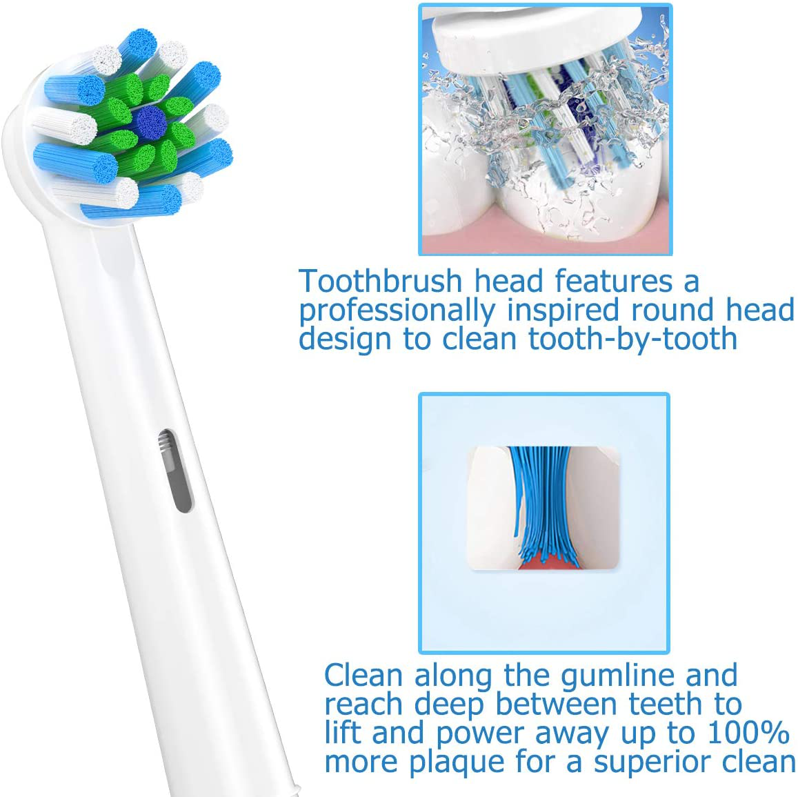 Replacement Toothbrush Heads for Braun Oral b, Compatible with Oral-B 7000/Pro 1000/9600/ 5000/3000/8000/Genius and Smart Electric Toothbrush, 16 Pcs