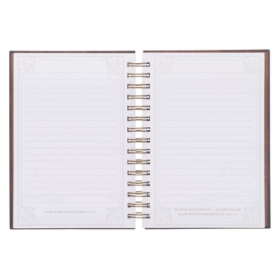 Christian Art Gifts Large Hardcover Notebook/Journal | Man of God – 1 Timothy 6:11 Bible Verse | Names of God Brown Inspirational Wire Bound Spiral Notebook w/192 Lined Pages, 6” x 8.25”