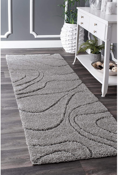 nuLOOM Carolyn Cozy Soft & Plush Shag Runner Rug, 2 Feet 6 Inch x 6 Feet, Dark Grey