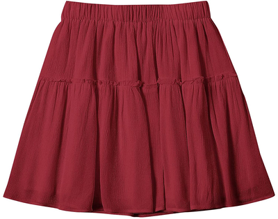 SheIn Women's Elastic Waist Frill Mini Skirt Flared A Line Solid Short Skirts