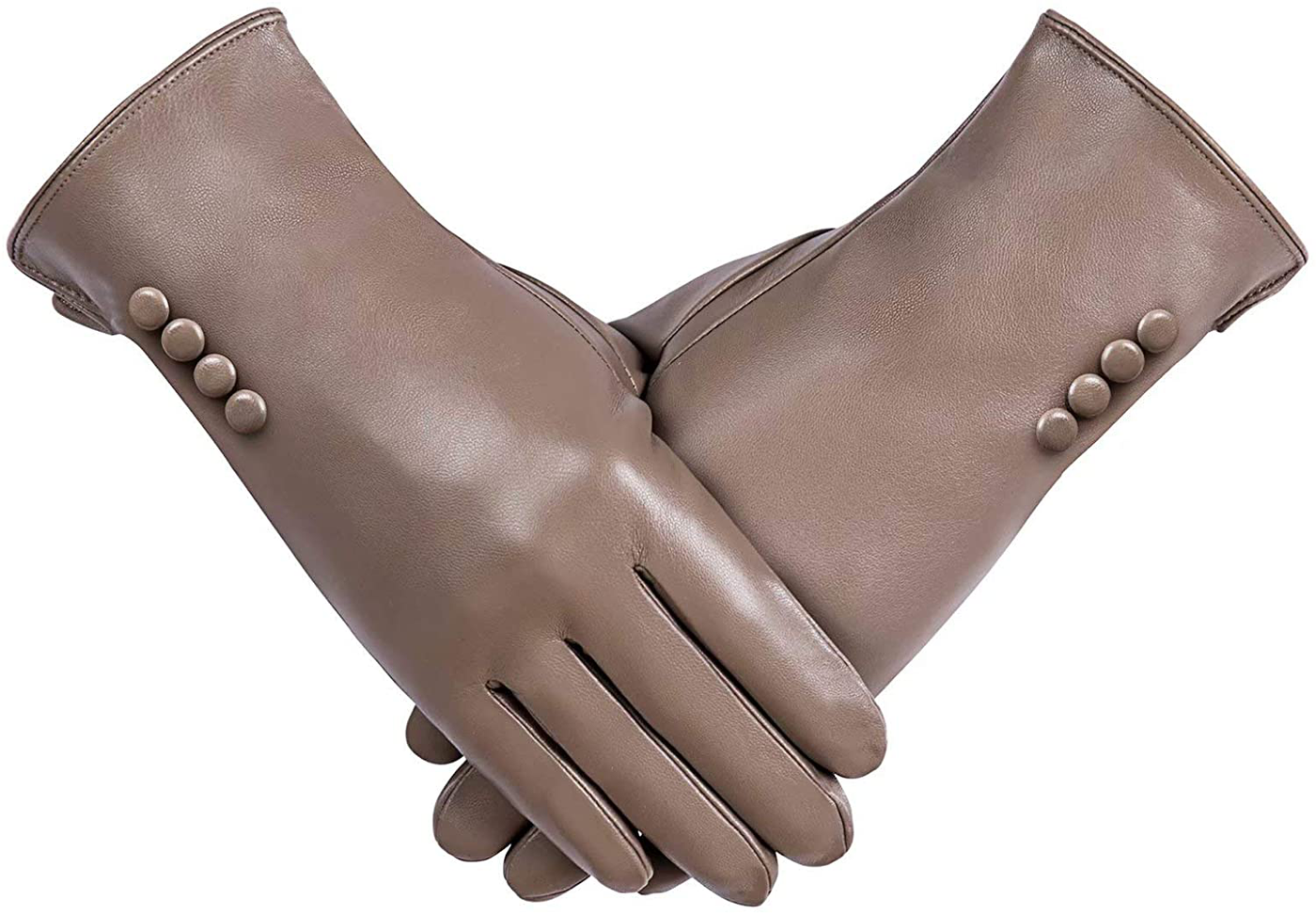 Winter Faux Leather Gloves Warm Thermal Touchscreen With Wool Lining