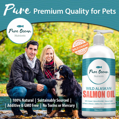 Pure Ocean Nutrients Wild Alaskan Salmon Oil for Dogs and Cats; Natural Supplement with Omega 3's to Support Joint, Heart, and Immune Health; Promotes a Shiny Soft Coat and Healthy Skin