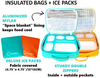 Bento Box with Lunch Bag and Ice Pack Set | 2 Boxes, Bags, Cold Packs for Kids Adults | Value Containers for School Lunches or Snack, 6 Compartments Leakproof BPA Free, Teal, Orange