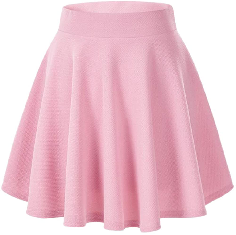 Afibi Casual Mini Stretch Waist Flared Plain Pleated Skater Skirt