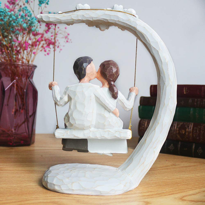 Romantic Couple Figurines in Love , 9Inch Hand Painted Sweet Loving Together Couple Sculpture to Remember Beautiful Moment - Best Gift for Valentine's Day, Wedding Anniversary,Weddings
