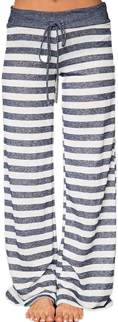 Women's Comfy Stretch Drawstring Palazzo Wide Leg Lounge Pants