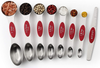 Spring Chef Magnetic Measuring Spoons Set, Dual Sided, Stainless Steel, Fits in Spice Jars, Red, Set of 8