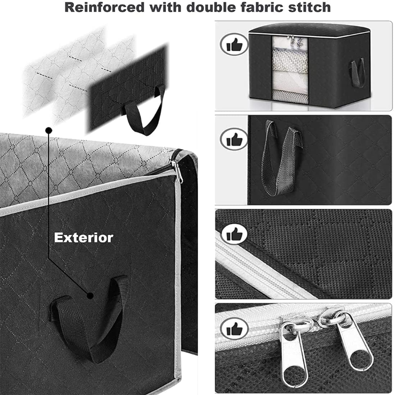 3 Pack Large Capacity Clothes Storage Bag 90L Under-Bed Organizer with Reinforced Handle