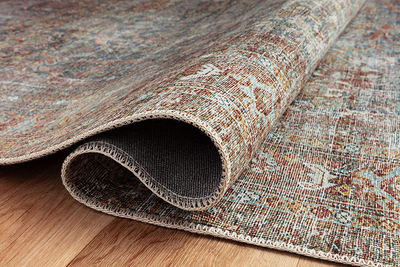 Chris Loves Julia x Loloi Jules JUL-06 Denim / Spice Oriental Area Rug 2'-3" x 3'-9"