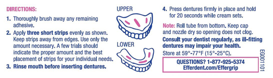 Effergrip Denture Adhesive Cream, Extra Strong Holding Power, 1.5 oz