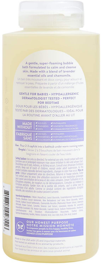 The Honest Company Truly Calming Lavender Bubble Bath Tear Free Kids Bubble Bath Naturally Derived Ingredients & Essential Oils Sulfate & Paraben Free Baby Bath 12 Fl Oz
