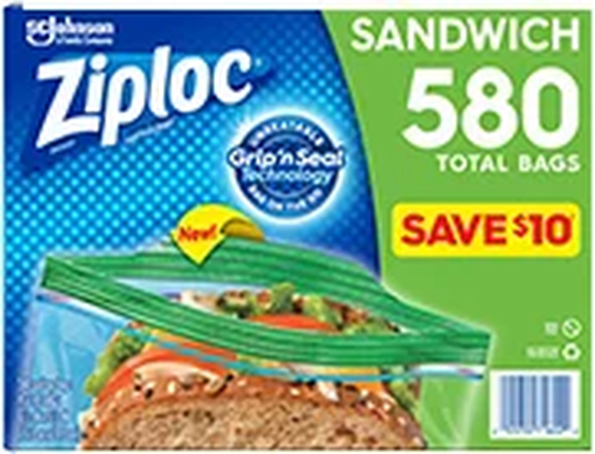 580 Count Ziploc Sandwich Bag 6.5" x 6"