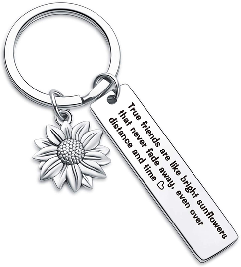 Inspirational Sunflower Keychain Friendship Friends Moving Away Gift