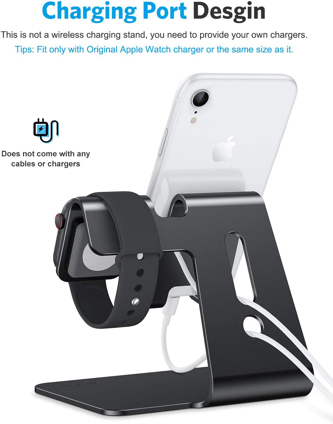 2 in 1 Universal Desktop Stand Holder Compatible with iPhone and Apple Watch Series 7/6/5/4/3/2/1 and Apple Watch SE