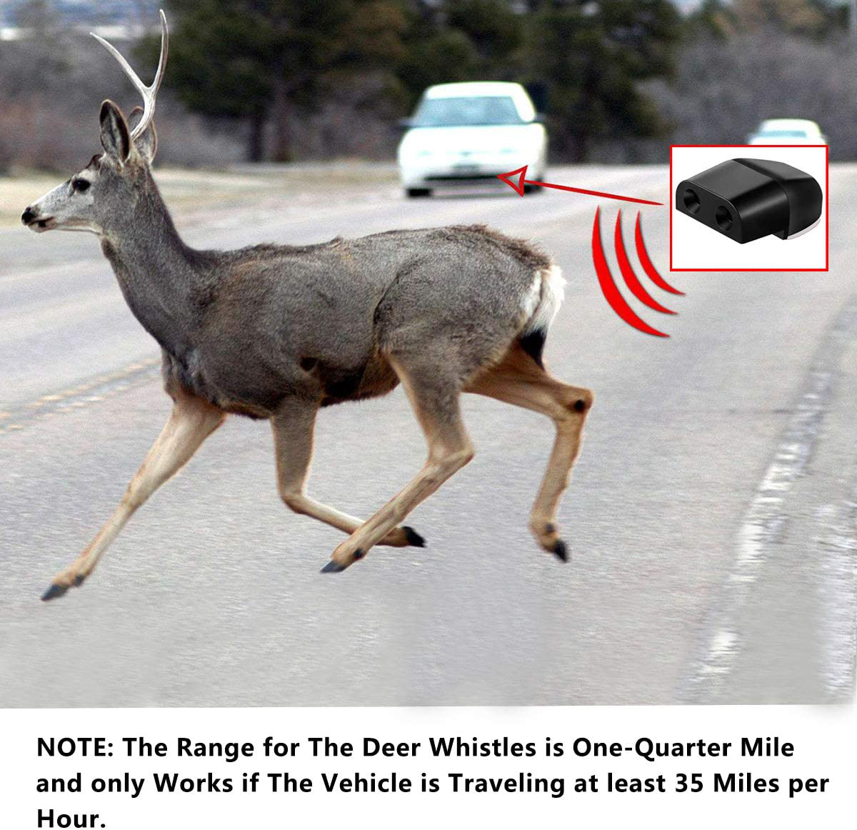 Greenf Deer Whistles Deer Warning Whistle for Cars, Motorcycles, Trucks, RVs, Vehicles 4Pcs Black