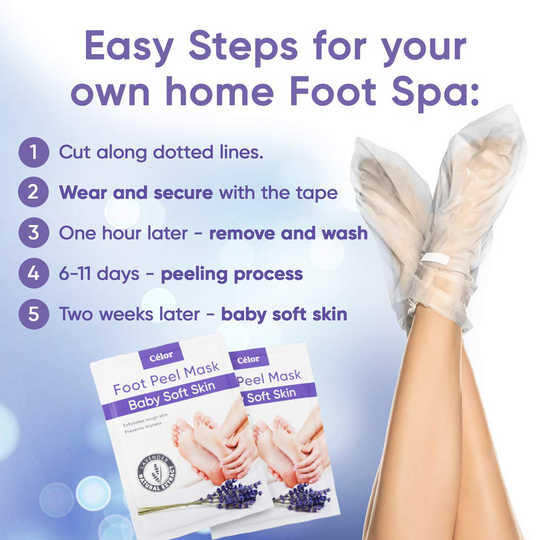 Foot Peel Mask (2 Pairs) - Foot Mask for Baby Feet and Remove Dead Skin - Baby Foot Peel Mask with Lavender and Aloe Vera Gel for Men and Women Feet Peeling Mask Exfoliating