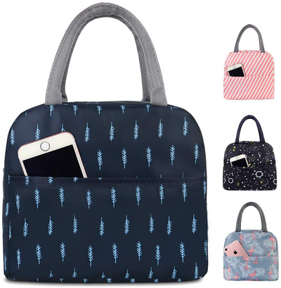 Buringer Reusable Insulated Lunch Bag Cooler Tote Box with Front Pocket Zipper Closure for Woman Man Work Picnic or Travel (Heart Leopard)
