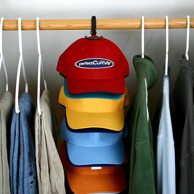 Perfect Curve Cap Rack System 36 – Baseball Cap Organizer (12 clips hold up to 36 caps,Black)