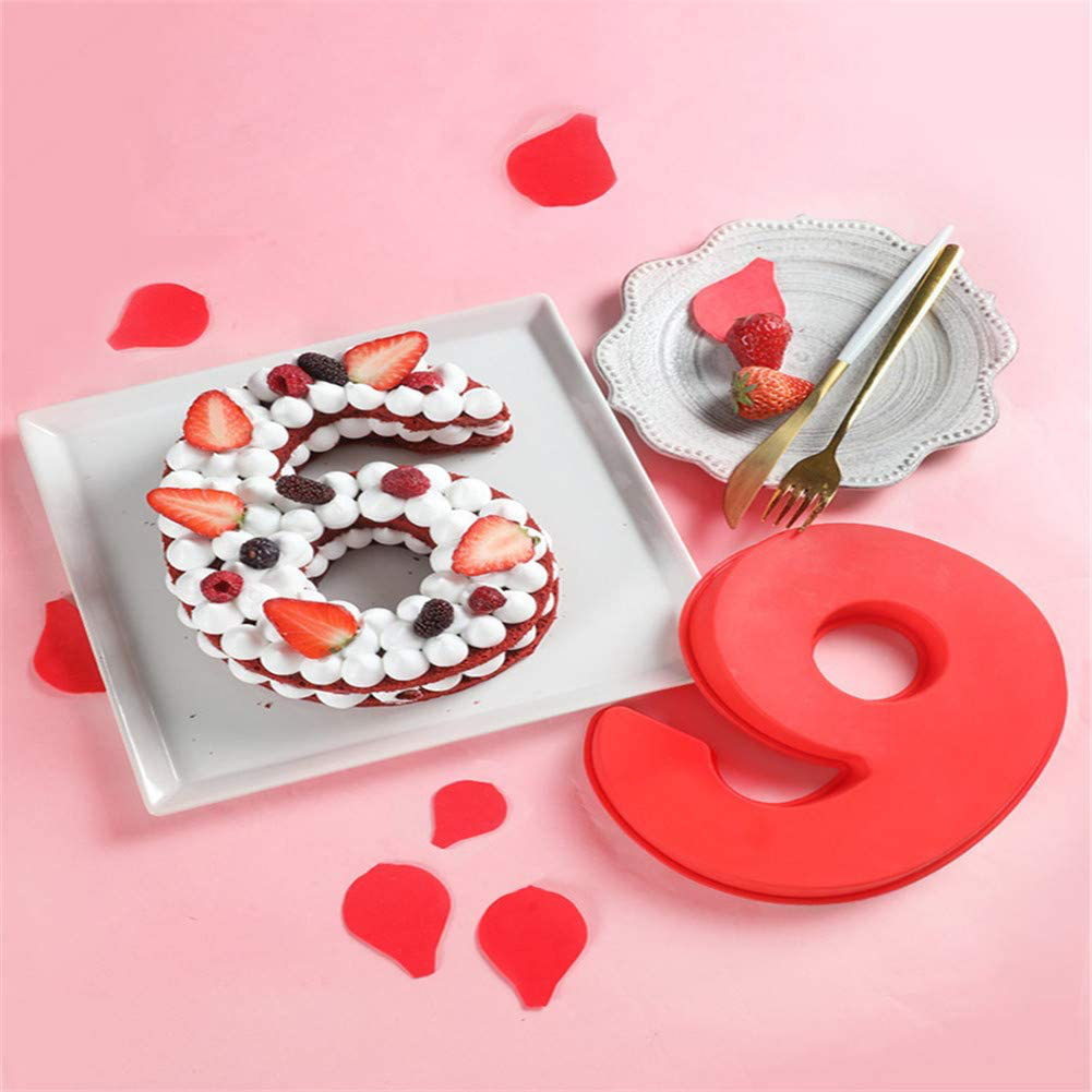 Silicone Baking Cake Pans 0-8 Number DIY Cake Mold Bread Mousse Jelly Mould for Birthday Wedding Anniversary