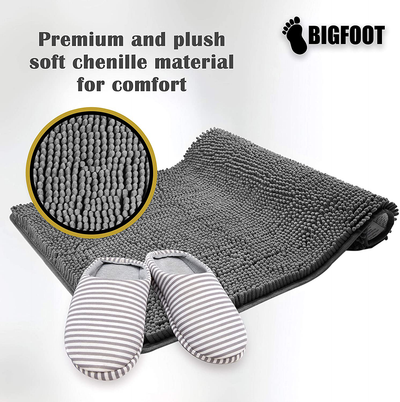 Luxury Chenille Bathroom Rug Mat, Extra Soft and Absorbent Shaggy Rugs, Non Slip, Machine Wash