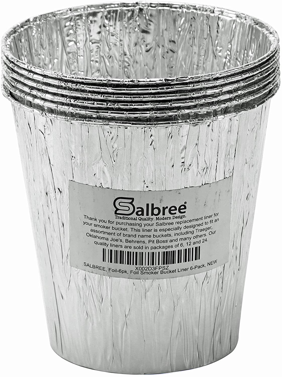 Smoker Bucket Liner for Catching Grease, Compatible with Traeger, Oklahoma Joe's, Behrens, Pitboss, Green Mountain & Other Grill Bucket Accessories (6, 5.75x5.75)