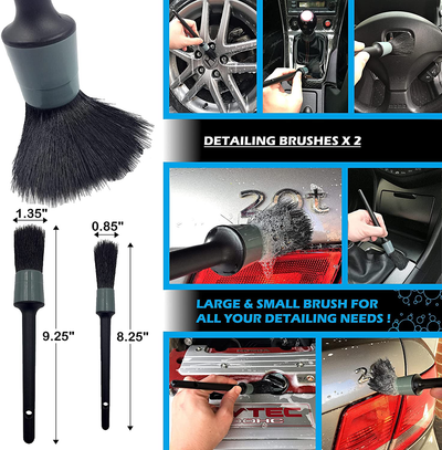 Sudz Budz Premium Microfiber Car Wash Kit 8pcs | Multipurpose Car Wash Mitts, Microfiber Towel Set, Wheel Brush, Car Detailing Brush Set. Auto Detailing Supplies for Exterior Washing Interior Cleaning