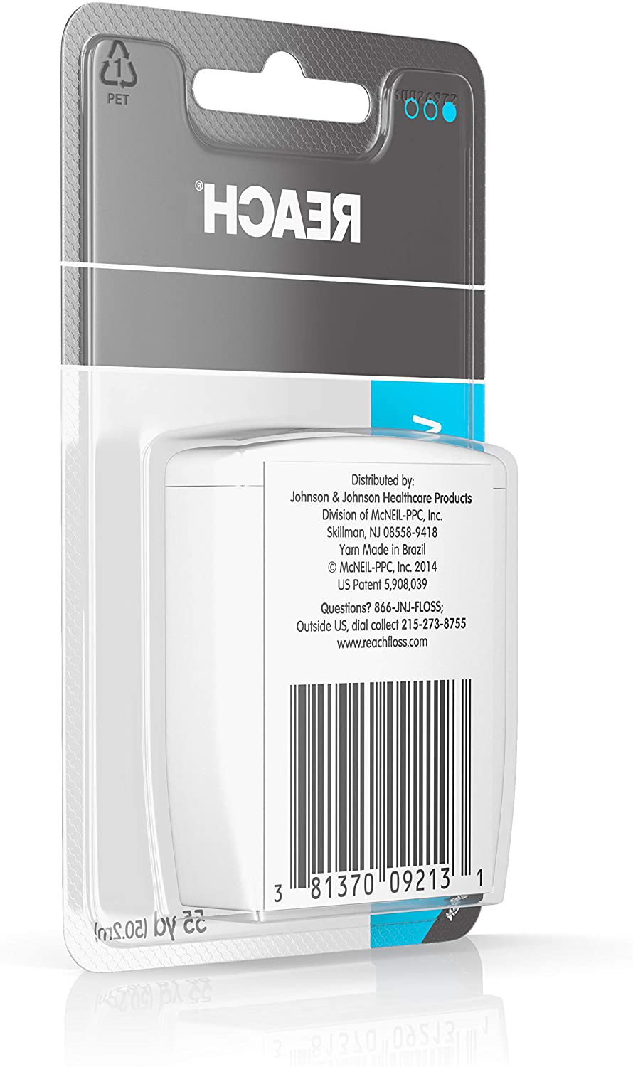 Reach Unflavored Waxed Dental Floss for Oral Care & Removal of Plaque & Food From Teeth & Gum Line, Accepted by the American Dental Association (ADA), Unflavored, 55 yds (Pack of 3)