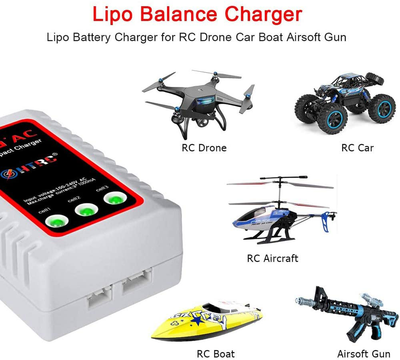 HTRC LiPo Battery Charger 2S-3S RC Balance Charger B3AC Pro Compact Charger for 7.4-11.1V LiPo Batteries(Black)