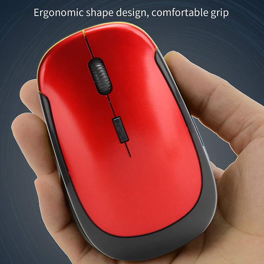Wireless Mouse 2.4G Wreless Frequency Hopping Adjustable Optical USB Receiver Notebook Computer Accessories 1600dpi Silent Micro Motion Design Lightweight and Portable(Red)