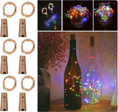  6 Packs Micro Artificial Cork Copper Wire Starry Fairy Lights, Battery Operated Lights for Bedroom, Parties, Wedding, Decoration