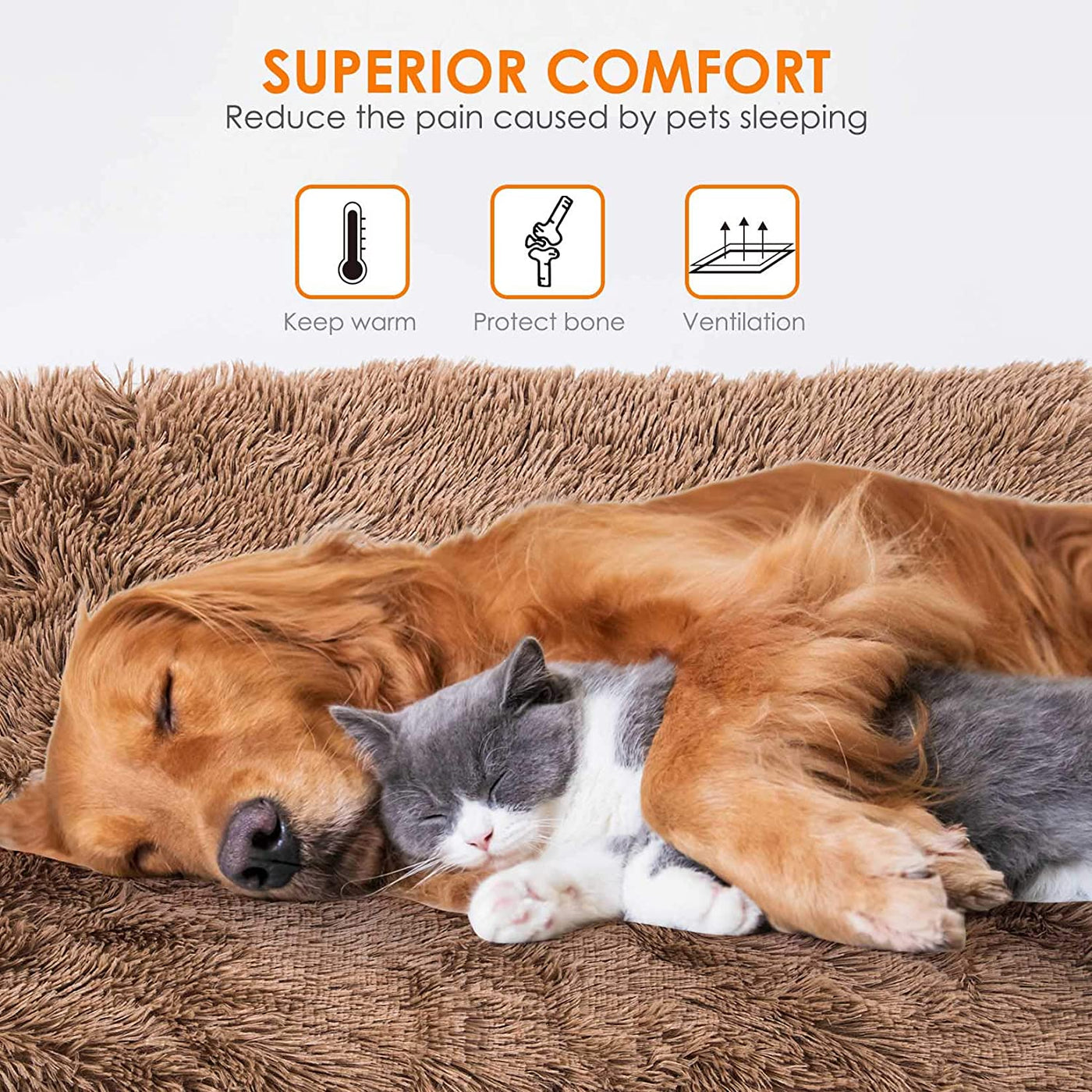SOFISO Dog Bed Cat Bed Ultra Soft Plush Dog Crate Mat Pet Beds Mat for Cage Sofa Car Anti Slip Pet Cushion Self-Warming Dog Crate Bed Machine Washable(S-M-L)