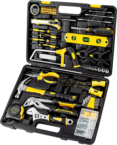 136 Piece Tool Set General Household Hand Tool Kit with Plastic Toolbox 