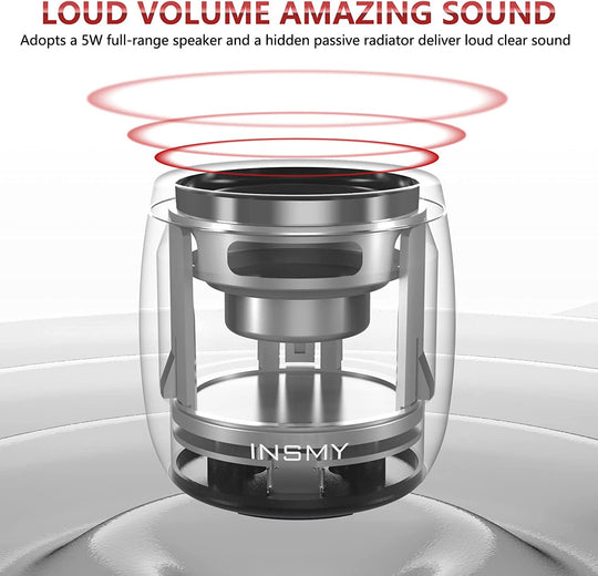  Small Bluetooth Speaker, Mini Portable Wireless Speaker, Punchy Bass Rich Audio Stereo Pairing, Handheld Pocket Size 10H Playtime Built in Mic for Hiking Biking Gift Laptop Tablet (Red)