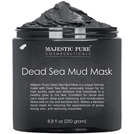 MAJESTIC PURE Dead Sea Mud Mask - Natural Face and Skin Care for Women and Men - Best Black Facial Cleansing Clay for Blackhead, Whitehead, Acne and Pores - 8.8 fl. Oz