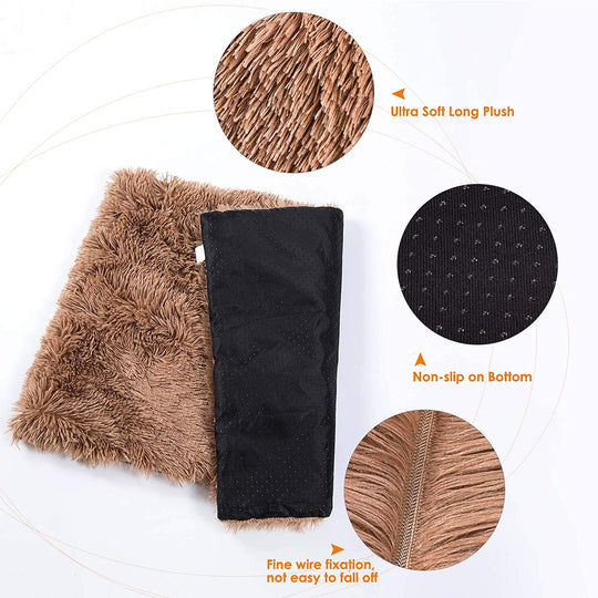 SOFISO Dog Bed Cat Bed Ultra Soft Plush Dog Crate Mat Pet Beds Mat for Cage Sofa Car Anti Slip Pet Cushion Self-Warming Dog Crate Bed Machine Washable(S-M-L)