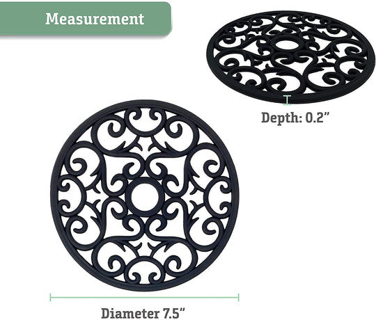 Makerstep Silicone Trivet Mat 3 Set in Heart Design Trivets. Hot Pan Holder Hot Pads For Countertop & Table. Non Slip, Serving Dishes Plates. Dishwasher Safe, Heat Resistant Kitchen Gadgets, Black
