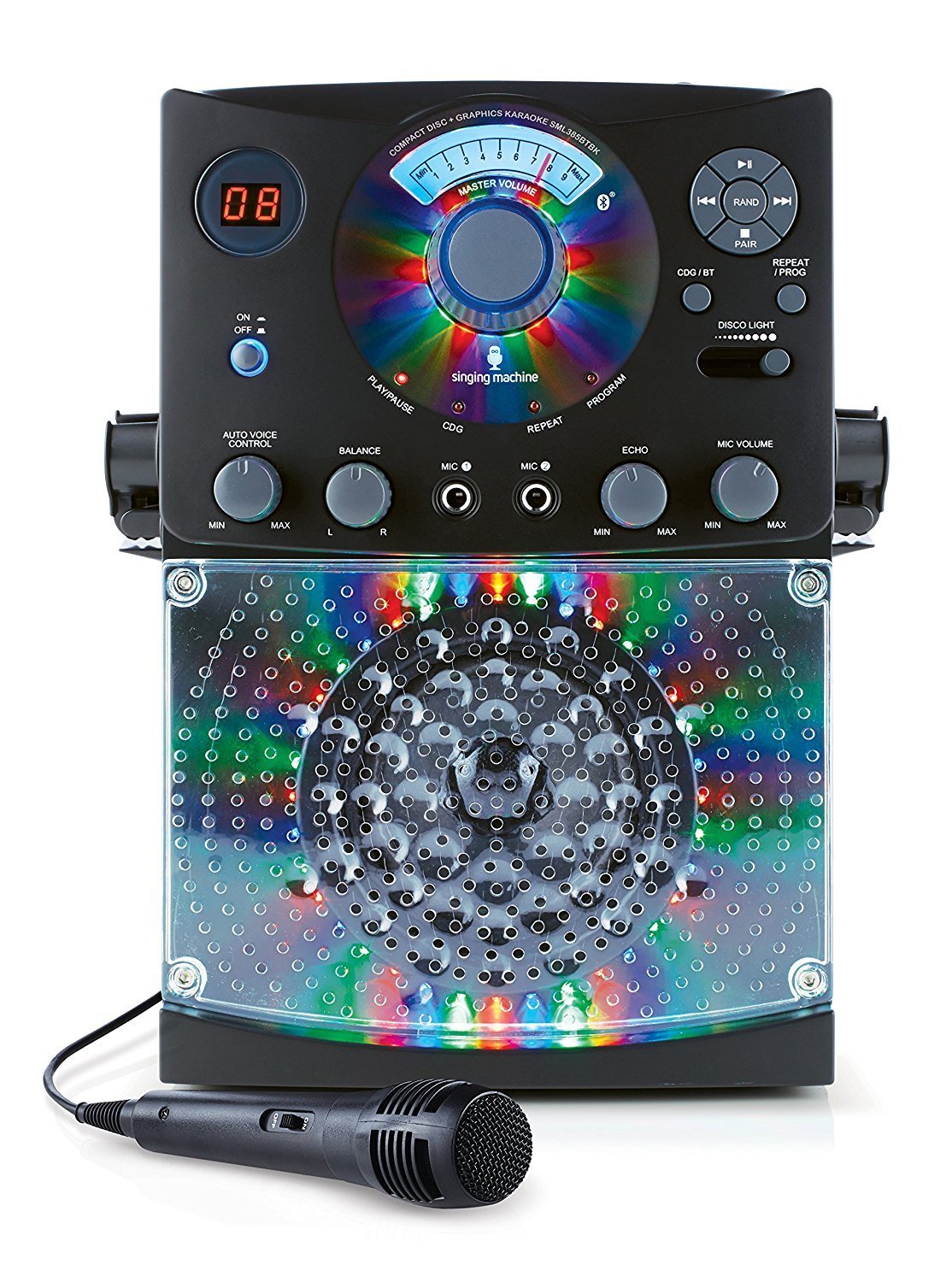 Singing Machine Karaoke SML385BTBK with Bluetooth, Sound and Multi Color LED Lights