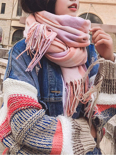 Wander Agio Women's Fashion Scarves Long Shawl Winter Thick Warm Knit Large Plaid Scarf