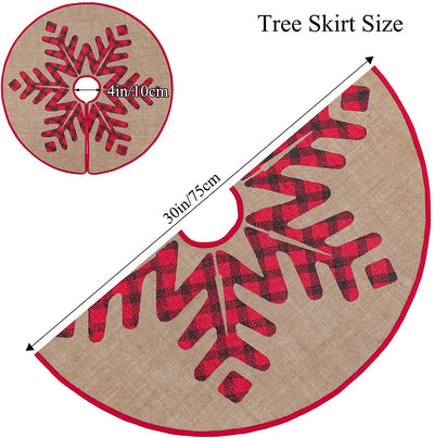 30" or 48" Red and Black Plaid Snowflake Christmas Tree Skirt