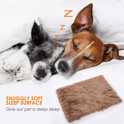 SOFISO Dog Bed Cat Bed Ultra Soft Plush Dog Crate Mat Pet Beds Mat for Cage Sofa Car Anti Slip Pet Cushion Self-Warming Dog Crate Bed Machine Washable(S-M-L)