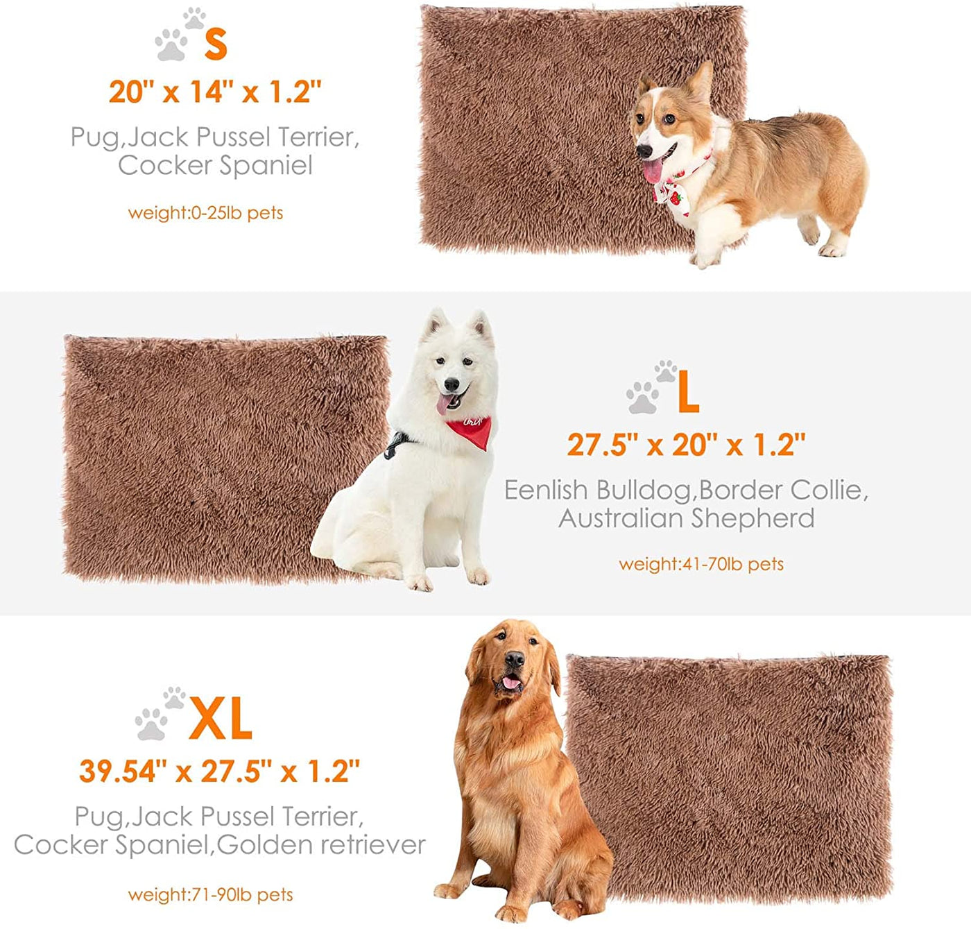 SOFISO Dog Bed Cat Bed Ultra Soft Plush Dog Crate Mat Pet Beds Mat for Cage Sofa Car Anti Slip Pet Cushion Self-Warming Dog Crate Bed Machine Washable(S-M-L)