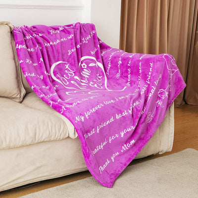 Blanket for Mom, Best Mom Ever Gift Blanket, Mom Gifts from Daughter Son Husband for Birthday, Mothers Day, Christmas, Valentines Day (Purple, Throw)
