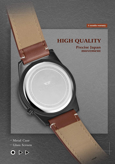 BRIGADA Men's Watches Business Casual Quartz Wrist Watches for Mature Men Waterproof of Analog