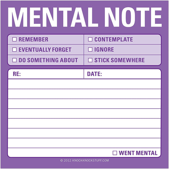 Funny Mental Note Sticky Notepad