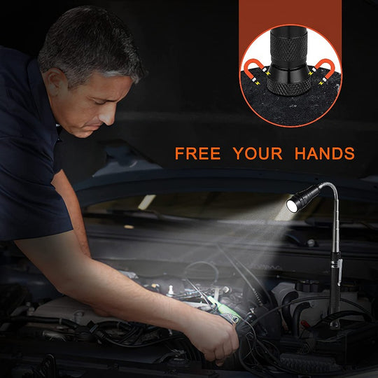 LED Retractable Magnetic Pick-up Tool, Retractable Flashlight