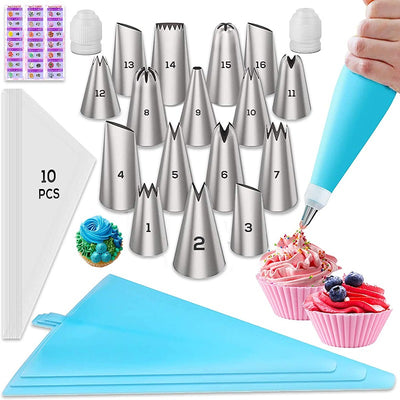 30 or 74 Piece Piping Bags and Tips Set for Frosting