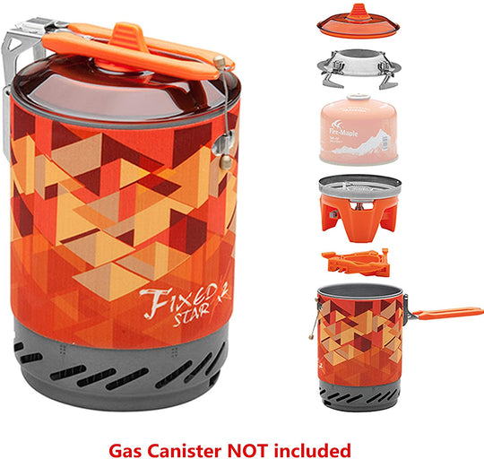 Fire-Maple "Fixed-Star 2" Personal Cooking System Stove w/Electric Ignition, Pot Support & Propane/Butane Canister Stand | Jet Burner/Pot System for Backpacking, Camping, Hiking, Emergency Use